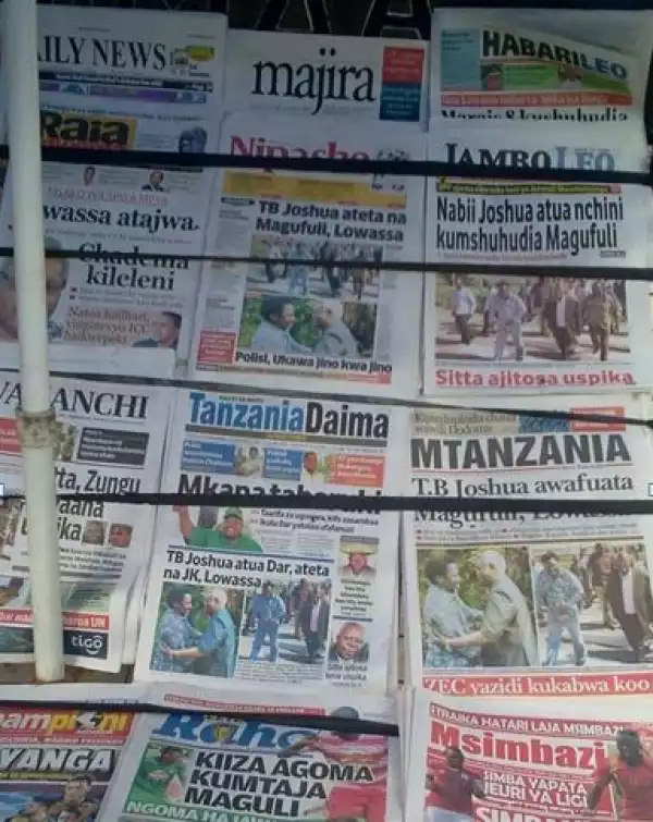 Photo: TB Joshua Makes Headlines In Tanzania